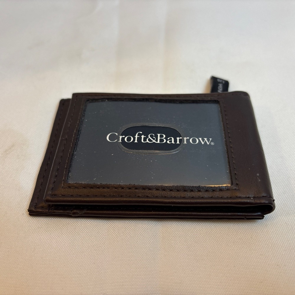 Croft & Barrow * Slim Bifold Wallet Brown Magnetic * New
